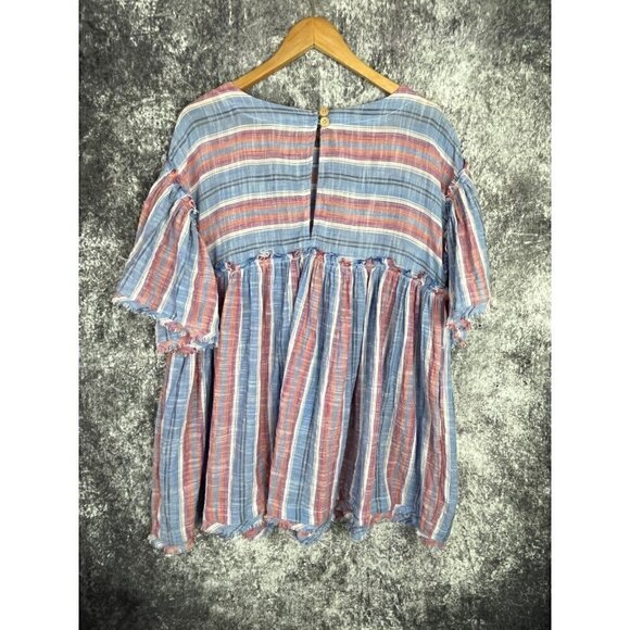 Free People Dress Womens Small Summer Night Striped Pockets Babydoll Mini Boho - Picture 15 of 16